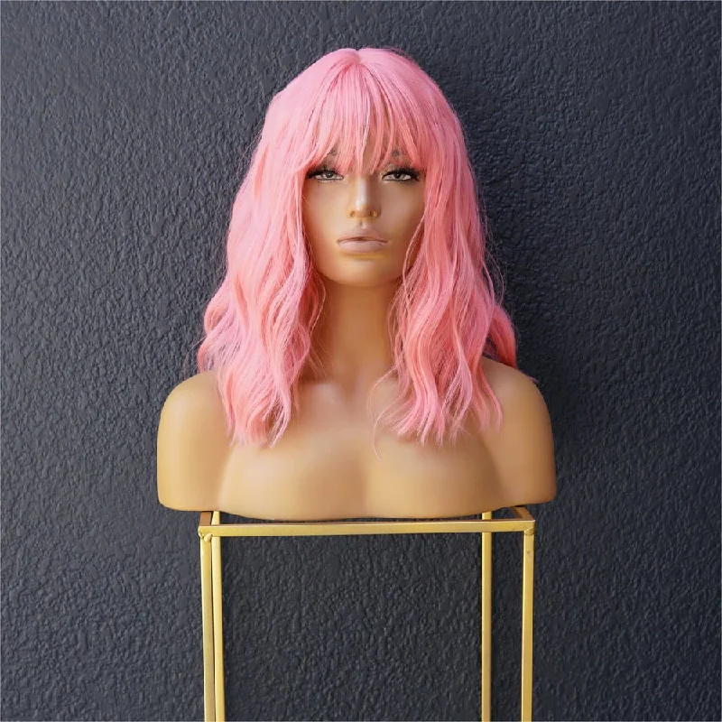 Adjustable - cap bob wig for a comfortable fitHAYLEY Pink Bob Fringe Wig