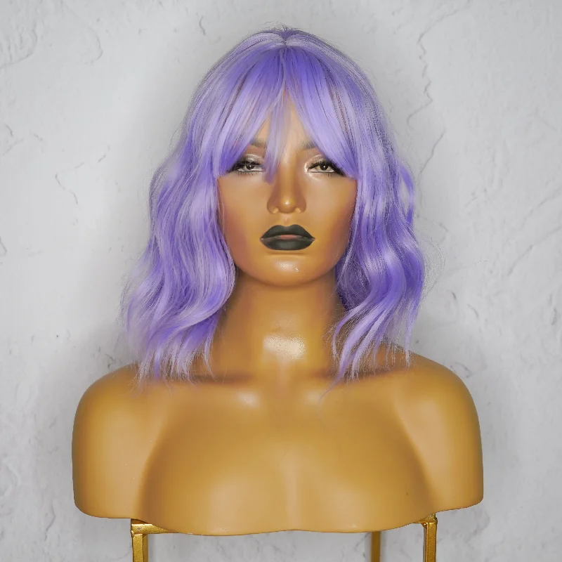Short - bob wig for a super - sleek and minimalist styleHAYLEY Purple Bob Fringe Wig Short - bob wig for a super - sleek and minimalist styleHAYLEY Purple Bob Fringe Wig
