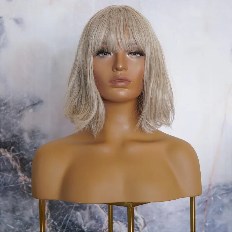 Lace - front bob wig for a seamless hairlineJANET Blonde Bob Fringe Wig