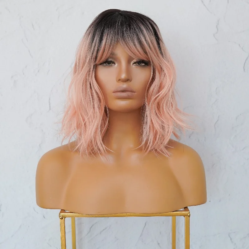 Bob wig with a pixie - inspired cut for a bold and stylish choiceJORDAN Ombre Pink Bob Fringe Wig Bob wig with a pixie - inspired cut for a bold and stylish choiceJORDAN Ombre Pink Bob Fringe Wig