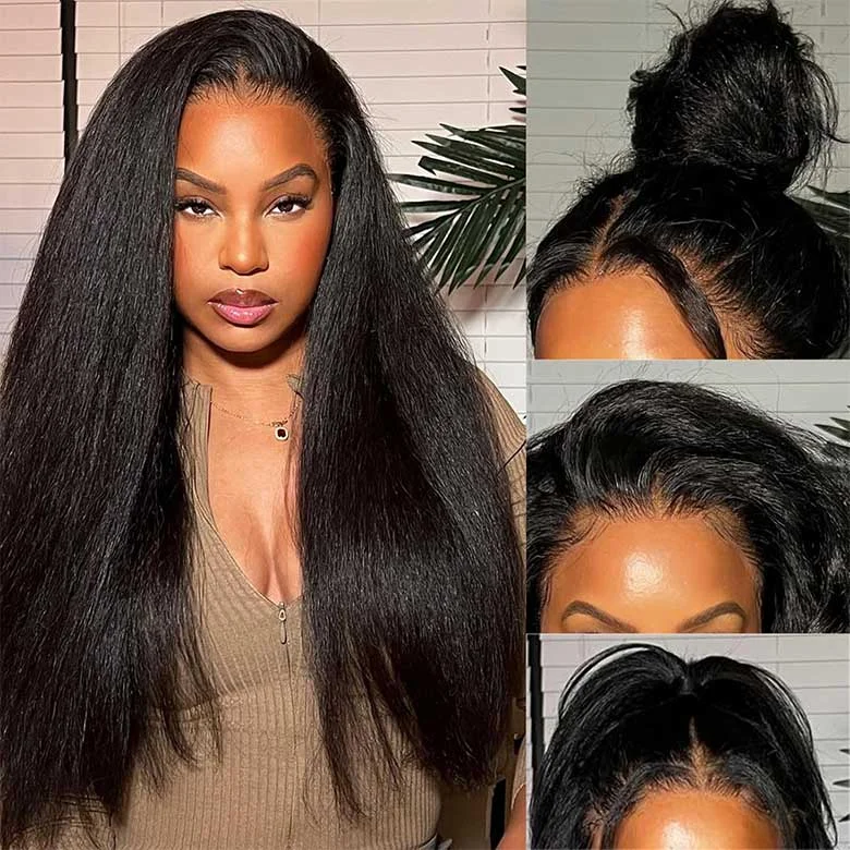Klaiyi 13x4 Pre-Everything Yaki Straight Put On and Go Glueless Wig Real Ear to Ear Full Frontal Human Hair Silk Press Look Hair Klaiyi 13x4 Pre-Everything Yaki Straight Put On and Go Glueless Wig Real Ear to Ear Full Frontal Human Hair Silk Press Look Hair
