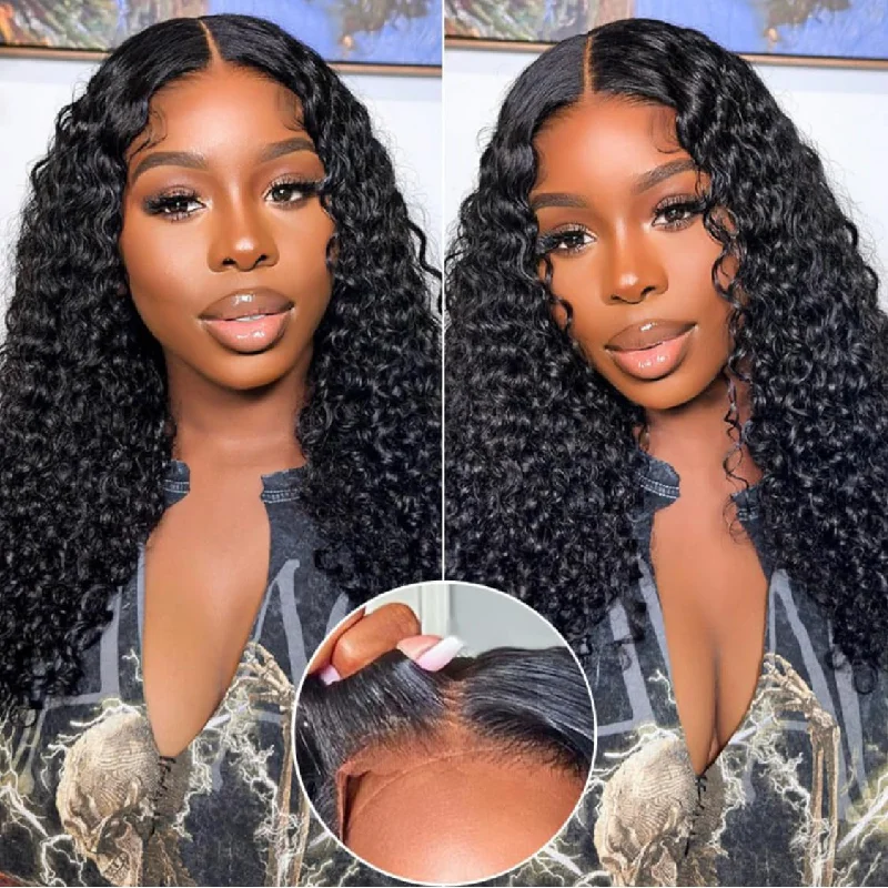 Klaiyi 7x5 Pre-Cut Lace Wig Bleach Knots Wigs Put On and Go Jerry Curly Human Hair Wig Beginner Wig Klaiyi 7x5 Pre-Cut Lace Wig Bleach Knots Wigs Put On and Go Jerry Curly Human Hair Wig Beginner Wig
