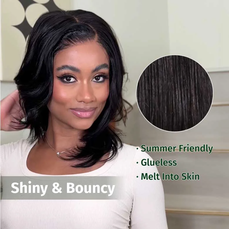 Klaiyi Black Feathered Bob Wigs Layer Cut Straight Hair Bye Bye Knots Wig 7x5 Large Lace Wig Flash Sale Klaiyi Black Feathered Bob Wigs Layer Cut Straight Hair Bye Bye Knots Wig 7x5 Large Lace Wig Flash Sale