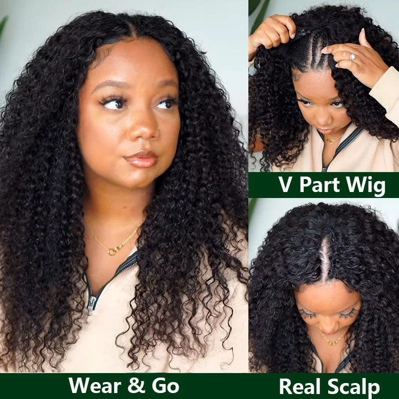 Klaiyi Air Wig YTber Recommend Jerry Curly Vpart Wigs Real Scalp No Leave Out Great Protective Upgraded Upart Wigs Klaiyi Air Wig YTber Recommend Jerry Curly Vpart Wigs Real Scalp No Leave Out Great Protective Upgraded Upart Wigs
