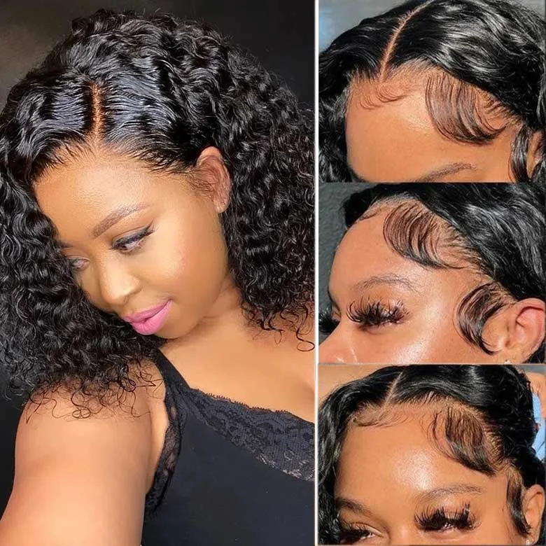 Klaiyi Side Deep Part Short Bob Curly Wig 7X5 Bye Bye Knots Lace Closure Wigs Human Hair Wigs For Woman Klaiyi Side Deep Part Short Bob Curly Wig 7X5 Bye Bye Knots Lace Closure Wigs Human Hair Wigs For Woman