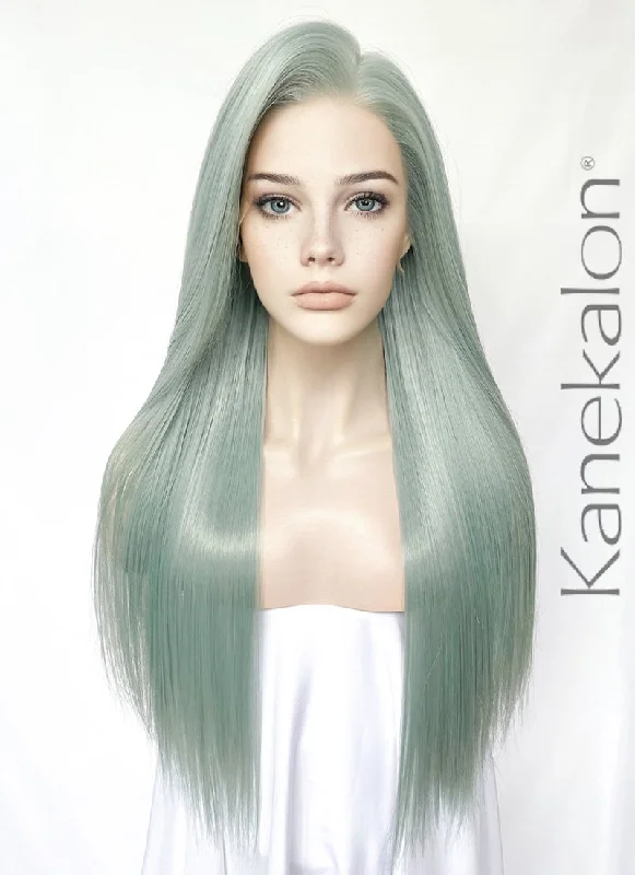 Adjustable - cap long - length wig for a comfortable fitAsh Light Green Straight Lace Front Kanekalon Synthetic Wig LF3327 Adjustable - cap long - length wig for a comfortable fitAsh Light Green Straight Lace Front Kanekalon Synthetic Wig LF3327