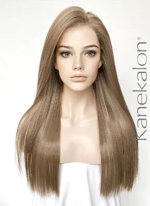 Long - length wig with a pre - plucked hairline for a more natural lookAsh Brown Straight Lace Front Kanekalon Synthetic Hair Wig LF3329 Long - length wig with a pre - plucked hairline for a more natural lookAsh Brown Straight Lace Front Kanekalon Synthetic Hair Wig LF3329