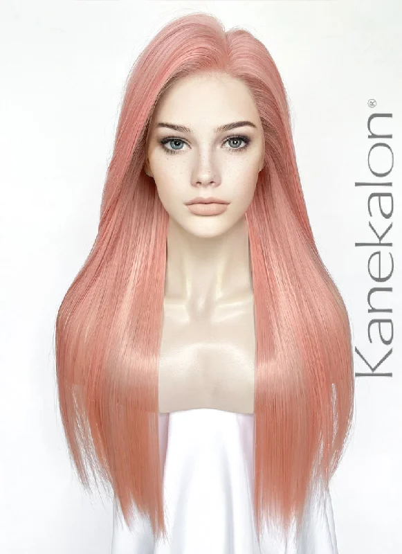 Long - length wig with a heat - resistant formula for easy styling at homePink Straight Lace Front Kanekalon Synthetic Hair Wig LF3342 Long - length wig with a heat - resistant formula for easy styling at homePink Straight Lace Front Kanekalon Synthetic Hair Wig LF3342