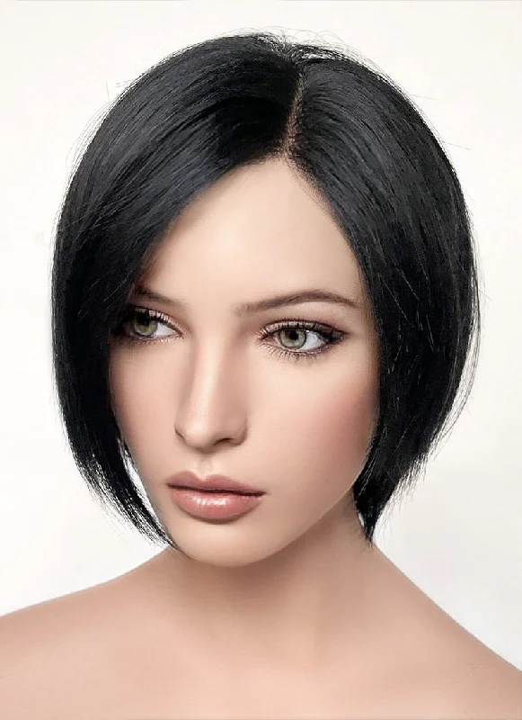 Bob wig with a curly fringe for a playful and youthful vibeResident Evil Ada Wong Jet Black Straight Bob Lace Front Synthetic Wig LF6038 Bob wig with a curly fringe for a playful and youthful vibeResident Evil Ada Wong Jet Black Straight Bob Lace Front Synthetic Wig LF6038