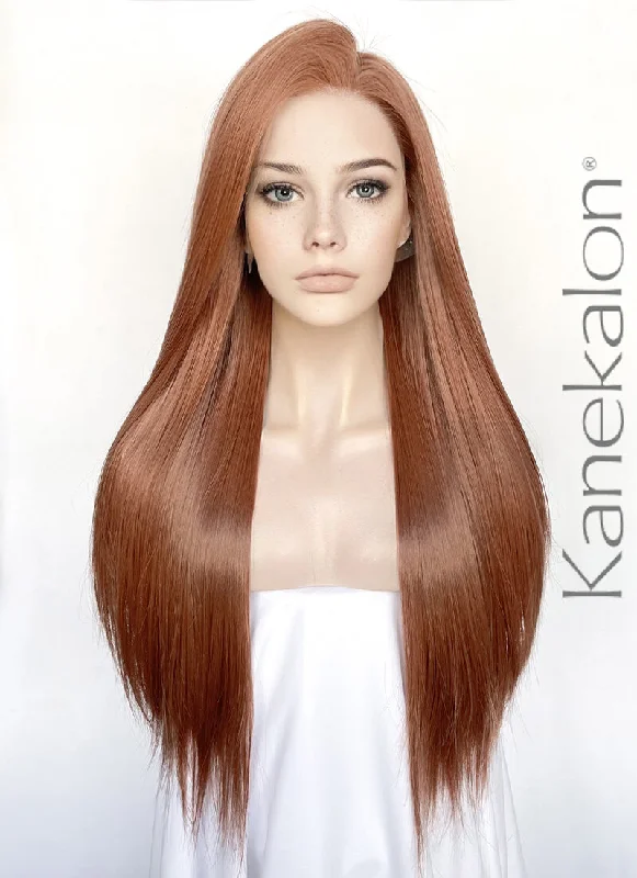 Synthetic long - length wig with a natural - looking textureAuburn Straight 13" x 6" Lace Top Kanekalon Synthetic Hair Wig LFS035 Synthetic long - length wig with a natural - looking textureAuburn Straight 13" x 6" Lace Top Kanekalon Synthetic Hair Wig LFS035