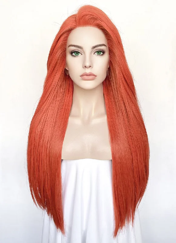 Long - length wig with a 220 - density for an extra - full appearanceInvincible Atom Eve Ginger Straight Yaki Lace Front Synthetic Wig LN6028A Long - length wig with a 220 - density for an extra - full appearanceInvincible Atom Eve Ginger Straight Yaki Lace Front Synthetic Wig LN6028A