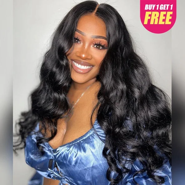 Wavy wig with a side - part for a more flattering lookLolly Bogo Free 4x4 Ready to Wear Glueless Lace Wigs Body Wave / Loose Deep Wave / Straight Pre Plucked Human Hair Wigs Flash Sale