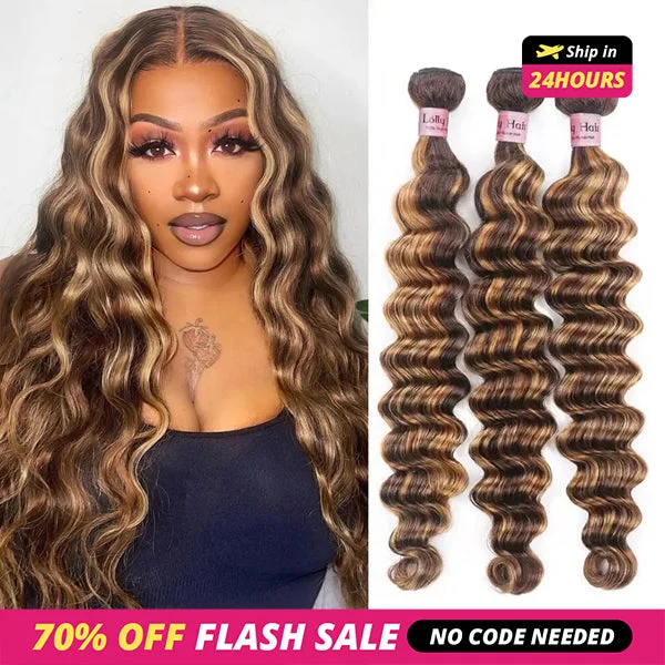 Lace - front wavy wig for a realistic hairlineShip In 24Hours- Lolly P4 27 Highlight Loose Deep Wave Bundles 70% OFF Flash Sale Ombre Colored Human Hair Bundles Brazilian Hair Weave Bundles 1 3 Bundles Deal