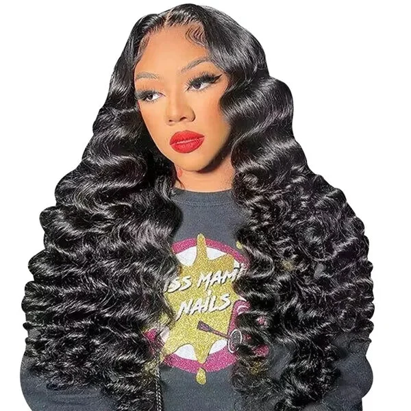 Body - wave wig with a full and voluminous lookLolly Loose Deep Wave Parting Max Glueless Wigs 7x6 HD Wear and Go Lace Closure Wigs for Women Beginner Friendly Human Hair Wigs