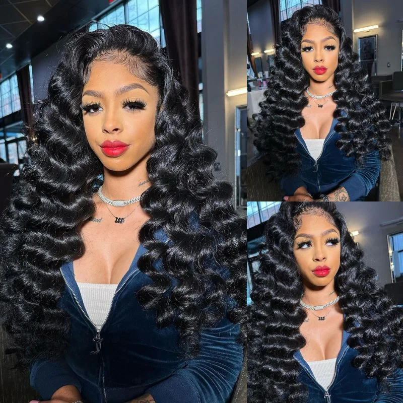 Wavy wig with a natural - looking root for a more realistic lookLoose Deep Wave Lace Front Wig Human Hair 13x4 Wand Curly HD Lace Wigs 180% Density Wavy wig with a natural - looking root for a more realistic lookLoose Deep Wave Lace Front Wig Human Hair 13x4 Wand Curly HD Lace Wigs 180% Density