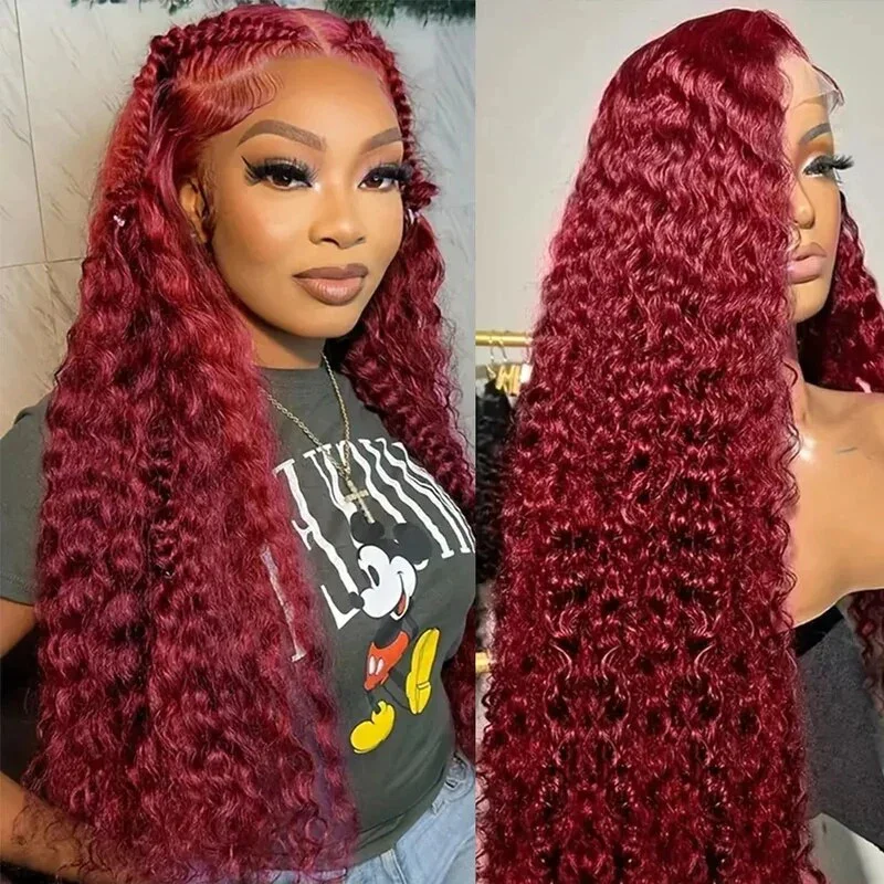 Virgin - human - hair wavy wig for the highest quality#Burg Deep Wave 4x4/5x5/13x4 Lace Closure/Frontal 150%/180% Density Wigs For Women Virgin - human - hair wavy wig for the highest quality#Burg Deep Wave 4x4/5x5/13x4 Lace Closure/Frontal 150%/180% Density Wigs For Women