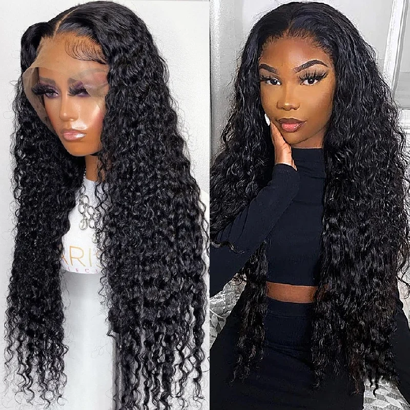 Synthetic wavy wig with a heat - friendly formulaLuxury Deep Wave Lace Closure / Frontal Wigs Virgin Human Hair