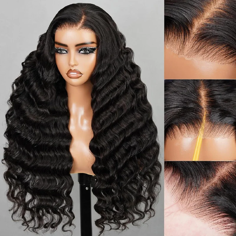Human - hair wavy wig for a natural and luxurious feelLumiere Glueless Pre-cut Ready To Go Loose Deep Wave 4X4 & 5X5 Lace Wigs Human Hair 180% Density for Black Women Human - hair wavy wig for a natural and luxurious feelLumiere Glueless Pre-cut Ready To Go Loose Deep Wave 4X4 & 5X5 Lace Wigs Human Hair 180% Density for Black Women