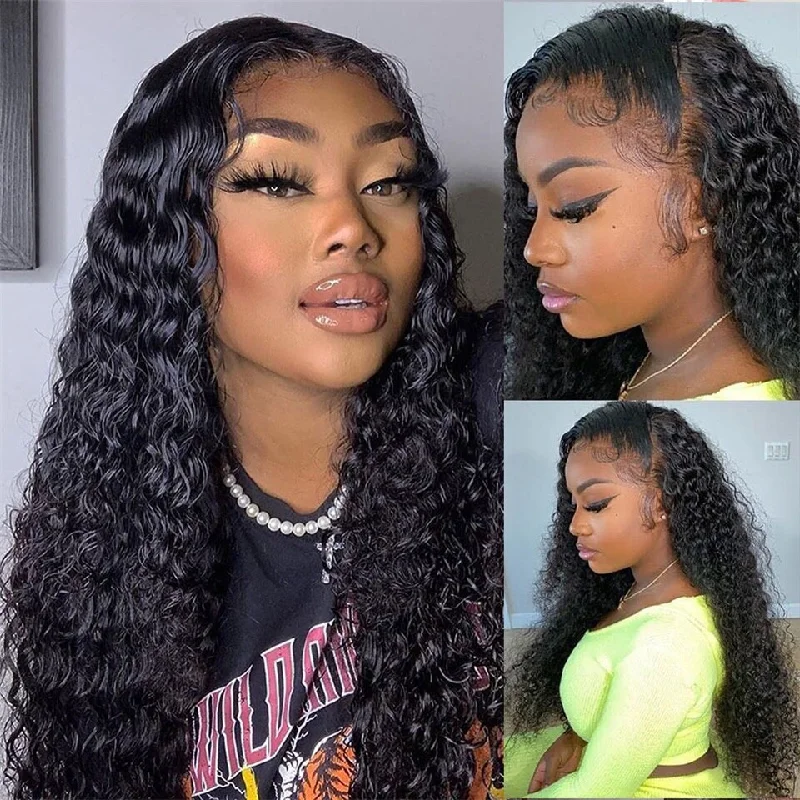 Heat - resistant wavy wig for easy styling at homeLumiere Deep Wave Lace Closure / Lace Frontal Virgin Human Hair wigs