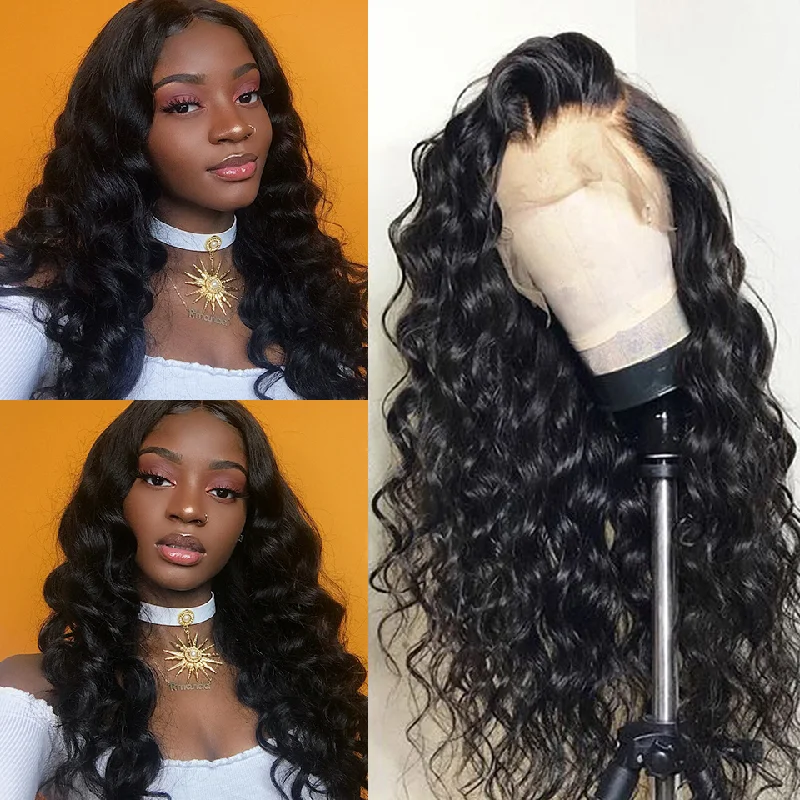Long - length wavy wig with loose waves for a glamorous lookLoose Deep Wave HD Transparent Full Lace Human Hair Wig Pre-Plucked