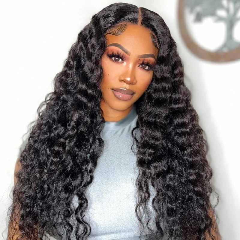 Heat - resistant wavy wig for easy styling at homeLoose Deep Wave HD Transparnet Lace Frontal Human Hair Wigs for Women