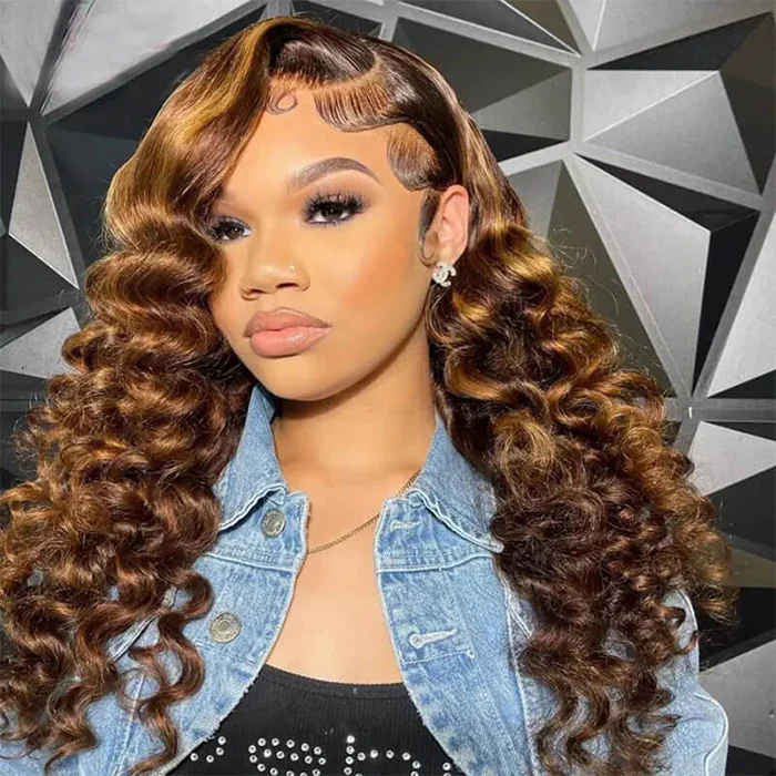Wavy wig with a middle - part for a classic and elegant styleLumiere #P4/27 Wig Loose Deep Wave 13x6 Transparent Lace Human Hair Wigs Wavy wig with a middle - part for a classic and elegant styleLumiere #P4/27 Wig Loose Deep Wave 13x6 Transparent Lace Human Hair Wigs