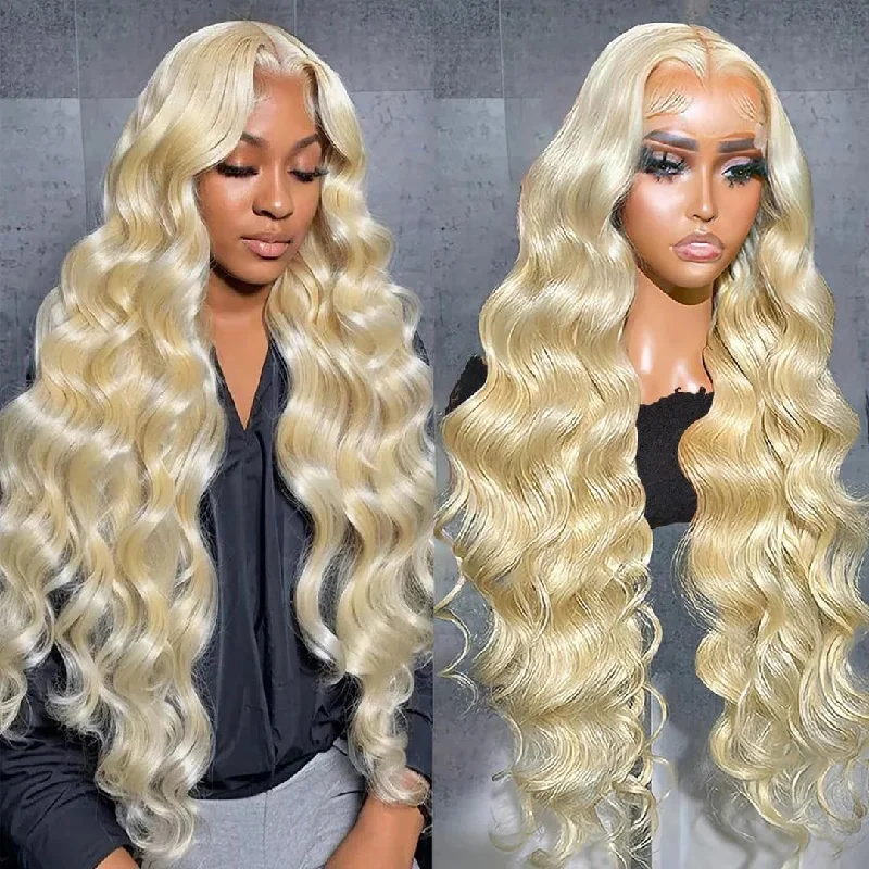 Wavy wig with a pre - bleached knot for a natural - looking scalpLumiere TikTok 13x4 Lace Front Wig Deep Wave/Straight Wig #613 13x4 Lace Frontal Body Wave Human Hair Wigs