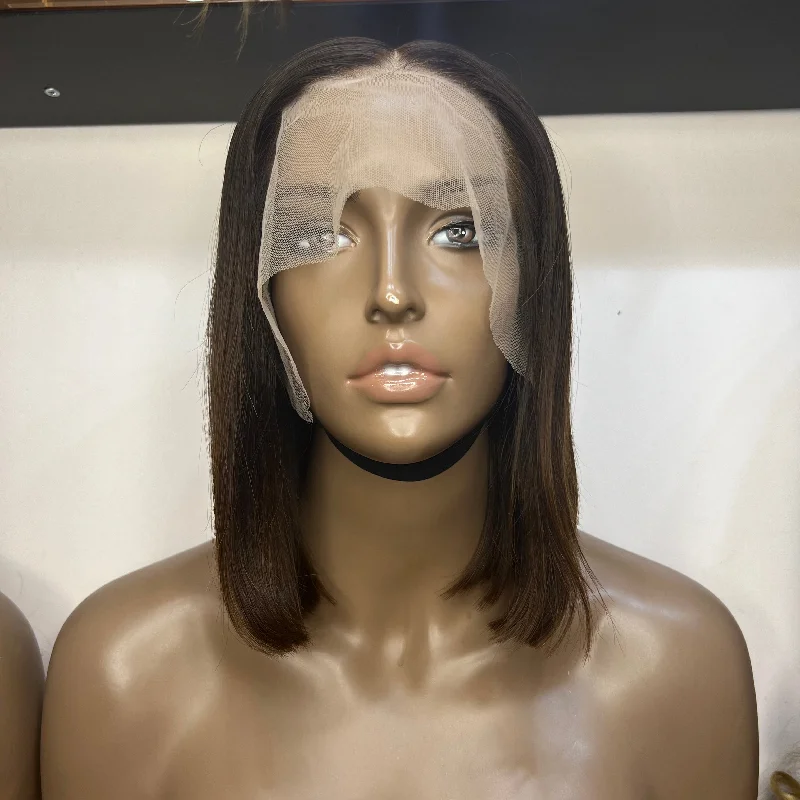 Ash - blonde bob wig for a trendy and cool - toned lookLuxury Brown Custom Colour - 10" inch Frontal Lace Wig - HD Lace 42 Ash - blonde bob wig for a trendy and cool - toned lookLuxury Brown Custom Colour - 10" inch Frontal Lace Wig - HD Lace 42