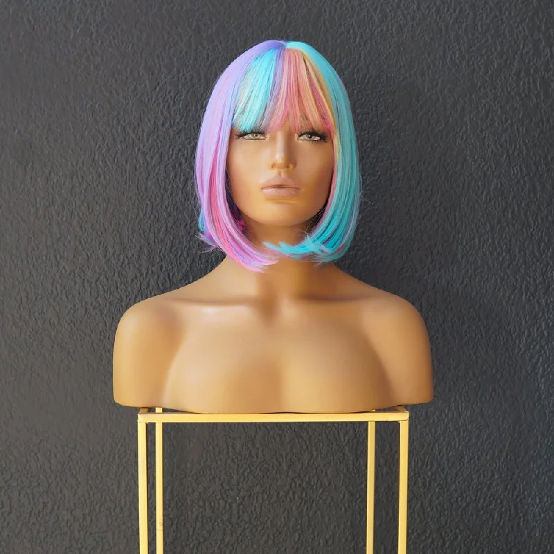 Bob wig with a balayage effect for a natural - looking color transitionMIAH Rainbow Fringe Bob Wig Bob wig with a balayage effect for a natural - looking color transitionMIAH Rainbow Fringe Bob Wig