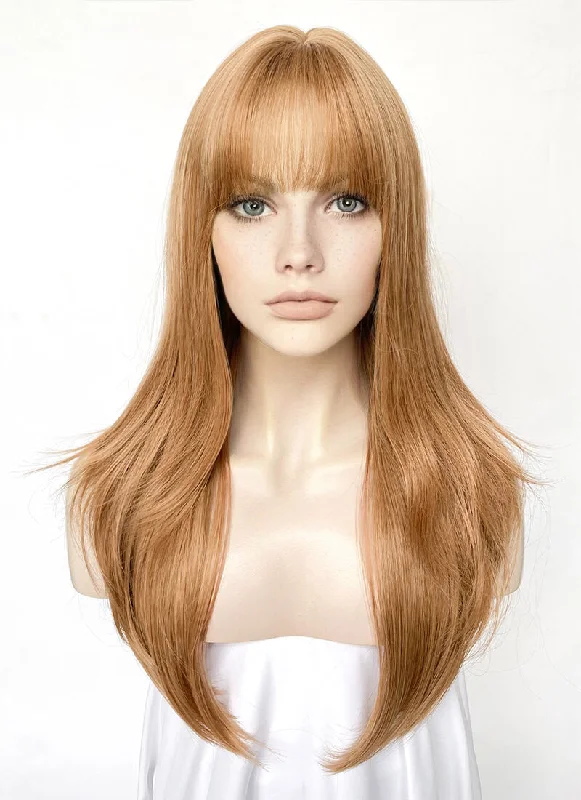 Long - length wig with a wavy texture for a beachy and romantic lookGolden Blonde Straight Synthetic Hair Wig NS530 Long - length wig with a wavy texture for a beachy and romantic lookGolden Blonde Straight Synthetic Hair Wig NS530