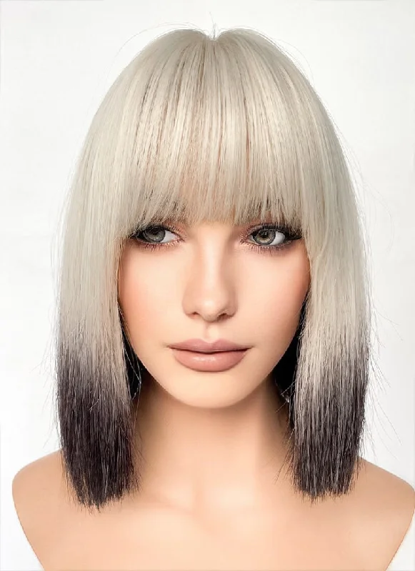 Bob wig with a pixie - inspired cut for a bold and stylish choiceLight Ash Blonde Black Ombre Straight Bob Synthetic Hair Wig NS533 Bob wig with a pixie - inspired cut for a bold and stylish choiceLight Ash Blonde Black Ombre Straight Bob Synthetic Hair Wig NS533