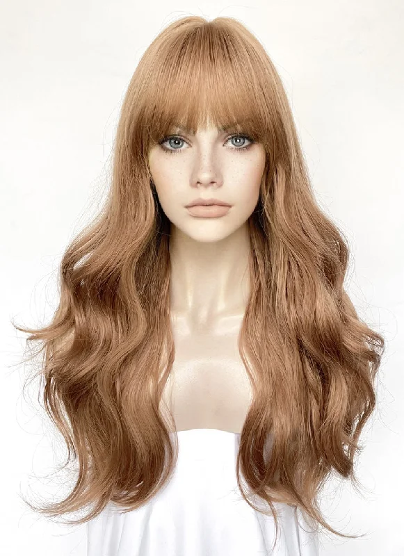 Long - length wig with a 220 - density for an extra - full appearanceBrown Wavy Synthetic Hair Wig NS537 Long - length wig with a 220 - density for an extra - full appearanceBrown Wavy Synthetic Hair Wig NS537
