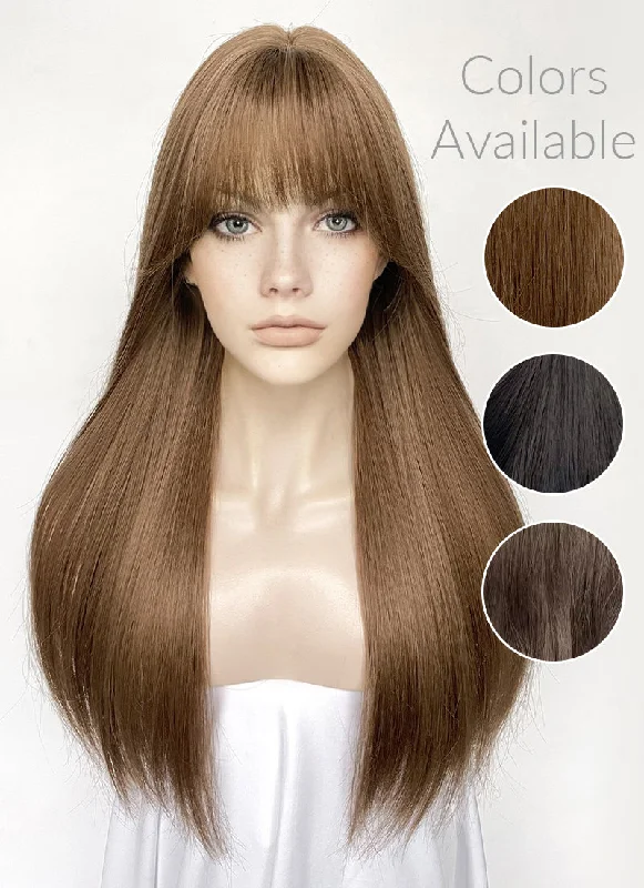 Human - hair long - length wig for a natural and luxurious feelBrown Straight Synthetic Hair Wig NS545 Human - hair long - length wig for a natural and luxurious feelBrown Straight Synthetic Hair Wig NS545