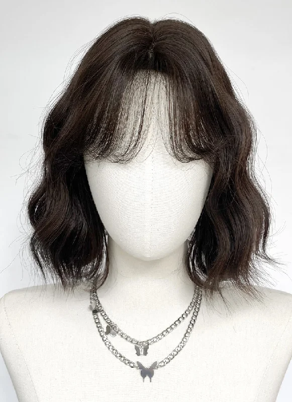 Bob wig with side - swept bangs for a sophisticated lookBrunette Wavy Bob Synthetic Hair Wig NS551 Bob wig with side - swept bangs for a sophisticated lookBrunette Wavy Bob Synthetic Hair Wig NS551