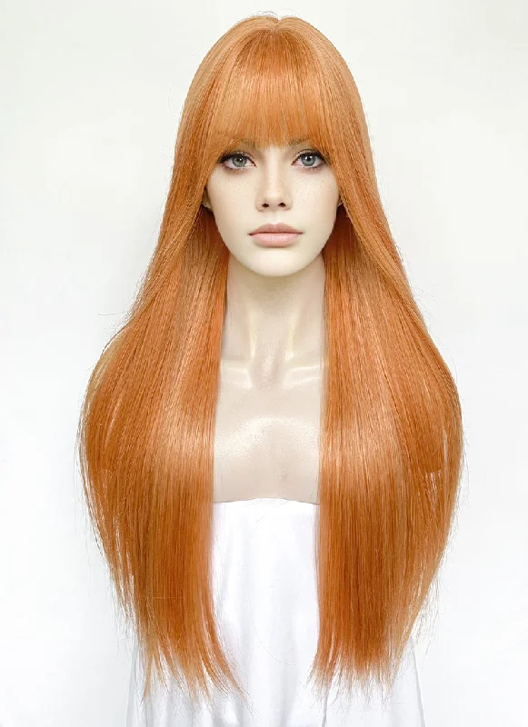 Long - length wig with a pre - plucked hairline for a more natural lookOrange Straight Synthetic Hair Wig NS564 Long - length wig with a pre - plucked hairline for a more natural lookOrange Straight Synthetic Hair Wig NS564