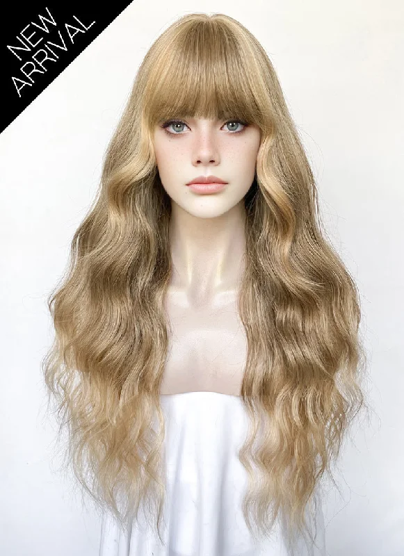 Long - length wig with a heat - resistant formula for easy styling at homeMixed Blonde Wavy Synthetic Hair Wig NS575 Long - length wig with a heat - resistant formula for easy styling at homeMixed Blonde Wavy Synthetic Hair Wig NS575