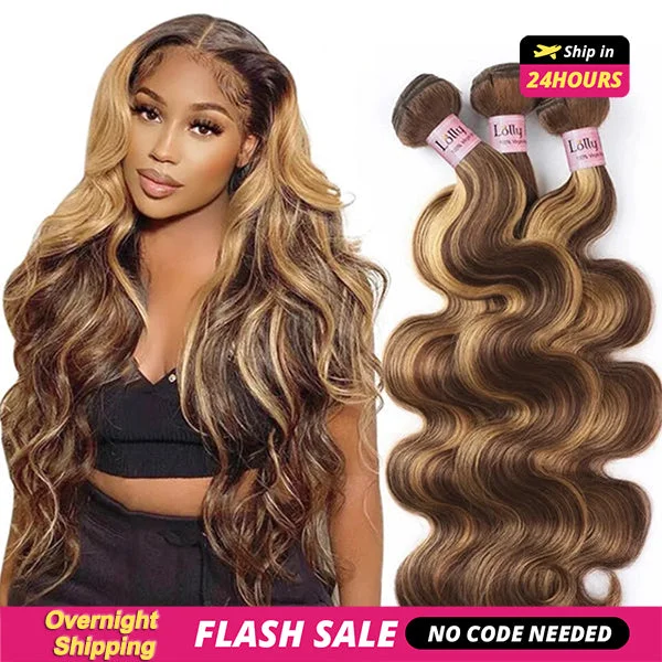 Synthetic wavy wig with a heat - friendly formulaShip In 24 Hours- Overnight Shipping P4 27 Highlight Human Hair Bundles Body Wave 3 Bundles Deal Loose Deep Wave Ombre Honey Blonde Brown Hair Weave Extensions Flash Sale