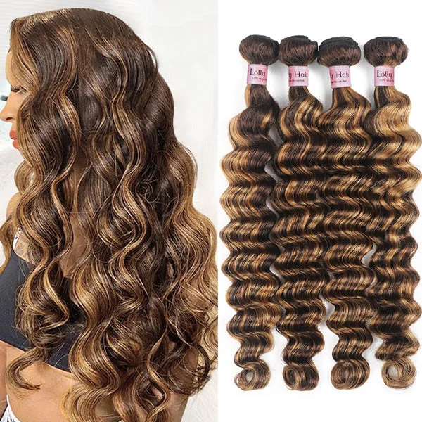 Long - length wavy wig with loose waves for a glamorous lookP4/27 Highlight Colored Loose Deep Wave Human Hair 4 Bundles Virgin Hair Weave