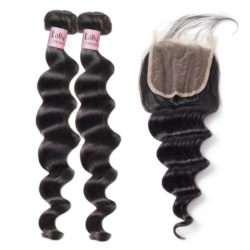Wavy wig with a 180 - density for a full and thick appearance9A Lolly Peruvian Loose Deep Wave Virgin Human Hair Bundles With 4x4 Lace Closure Wavy wig with a 180 - density for a full and thick appearance9A Lolly Peruvian Loose Deep Wave Virgin Human Hair Bundles With 4x4 Lace Closure