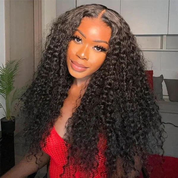 Synthetic wavy wig with a heat - friendly formulaPre-Bleached Knots Silk Base Deep Wave 6x5 Lace Closure Wear Go Wig Pre-Cut HD Lace