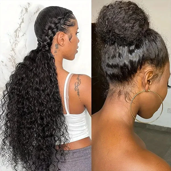 Wavy wig with a wispy fringe for a soft and feminine lookDeep Wave Lace Frontal Wig 360 Full Lace Wig Pre Plucked Human Hair Wigs for Women