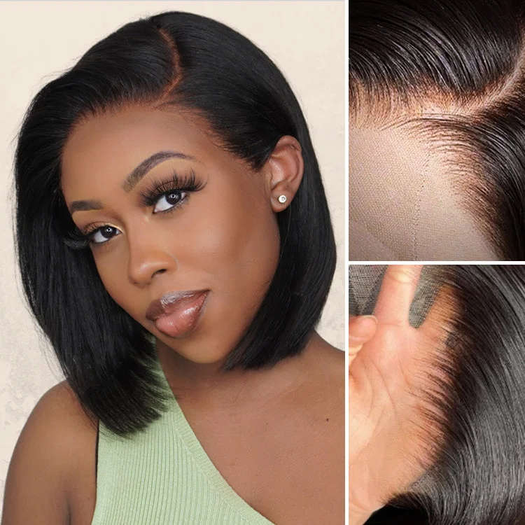 Wavy wig with a side - part for a more flattering lookPreMax Wigs | Super Natural Hairline Silky Blunt Cut Glueless 13x4 Frontal Lace Human Hair Short Bob Wig Wavy wig with a side - part for a more flattering lookPreMax Wigs | Super Natural Hairline Silky Blunt Cut Glueless 13x4 Frontal Lace Human Hair Short Bob Wig