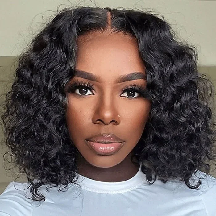 Wavy wig with a pre - styled curl pattern for convenienceReady To Go Glueless Deep Wave Short Bob Wig 13x4 HD Lace Closure Wig Pre-plucked Hairline Wavy wig with a pre - styled curl pattern for convenienceReady To Go Glueless Deep Wave Short Bob Wig 13x4 HD Lace Closure Wig Pre-plucked Hairline