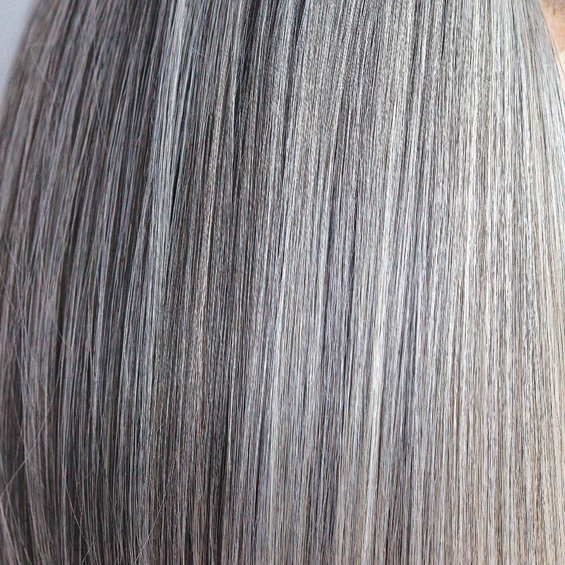 Canyon Stone | Dark brown and grey bang with salt and pepper nape