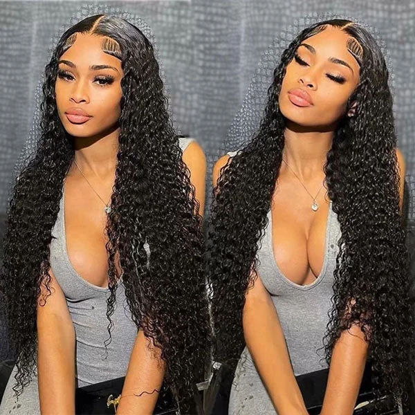 Wavy wig with a pre - styled curl pattern for convenienceSkin Melt HD Lace Wigs 13x4 Human Hair Lace Front Deep Wave