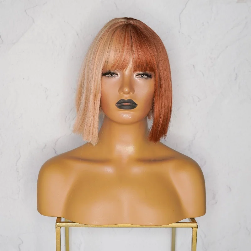 Petite bob wig suitable for women with small facesSUMMER Copper Fringe Wig