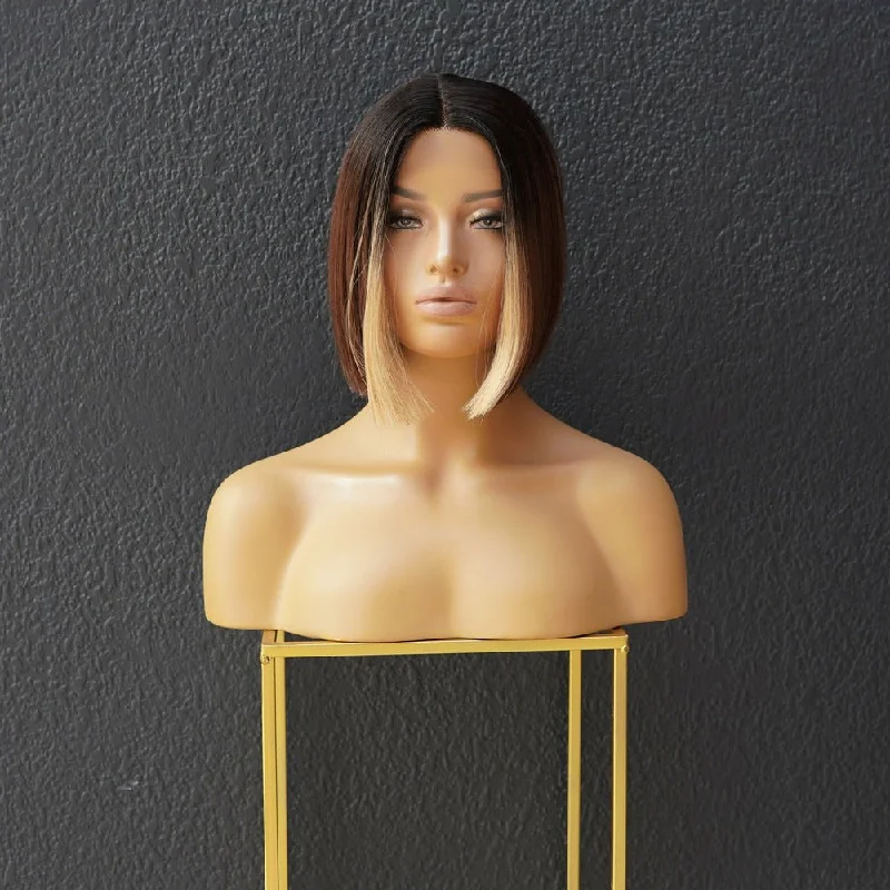 Bob wig with a curly fringe for a playful and youthful vibeTILLY Mocha Lace Front Wig Bob wig with a curly fringe for a playful and youthful vibeTILLY Mocha Lace Front Wig