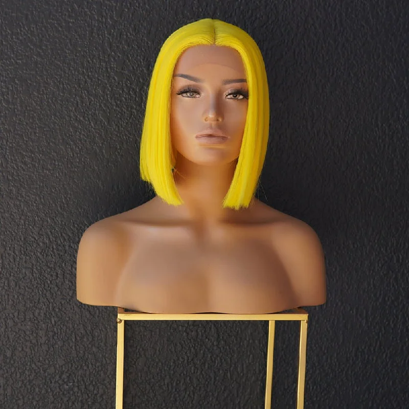 Bob wig with a pre - plucked hairline for a more natural lookTILLY Yellow Lace Front Wig Bob wig with a pre - plucked hairline for a more natural lookTILLY Yellow Lace Front Wig