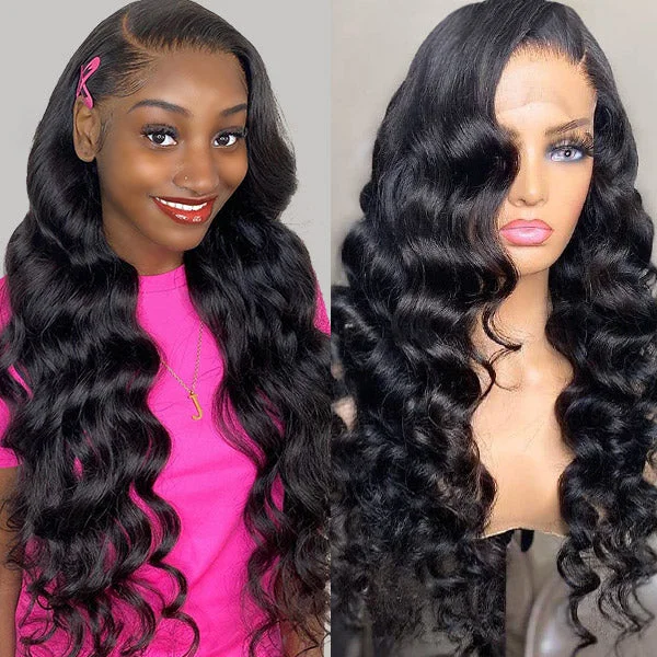 Wavy wig with auburn undertones for a unique and eye - catching colorLoose Deep Wave Lace Frontal Wig 150% 180% Density 13x4 HD Lace Front Wigs