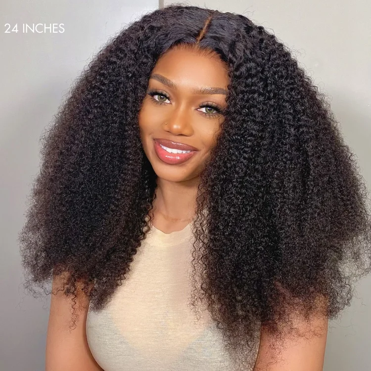 Heat - resistant wavy wig for easy styling at homeOUTLET |Afro Curly Glueless Undetectable Invisible 13x4 Lace Frontal Long Wig